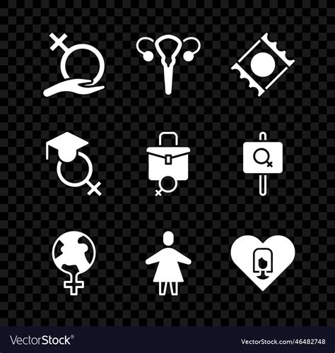 Set Female Gender Reproductive System Condom Vector Image