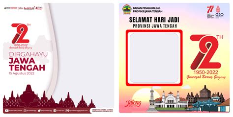 Ragam Twibbon HUT Provinsi Jawa Tengah Ke 72 Tahun 2022 Waca Berita