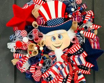 Uncle Sam Wreath Patriotic Wreath 4th Of July Wreath Memorial Day