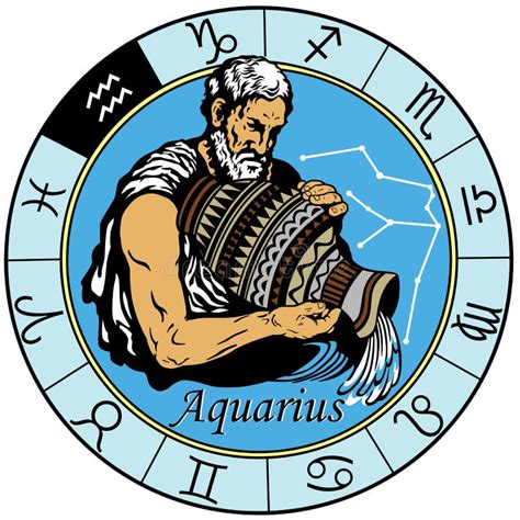 Akwariowy Astrologiczny Znak Zodiaku Ilustracja Wektor Ilustracja