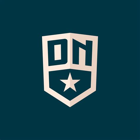 Initial Dn Logo Star Shield Symbol With Simple Design Vector