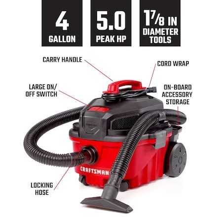 Craftsman Gallon Peak Hp Wet Dry Vac Portable Shop Vacuum With