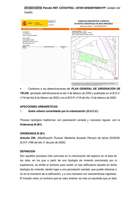 Informe O Ficha Urban Stica Cp Parcela Ref Catastral