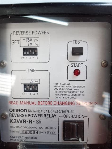 Omron K Wr R S Reverse Power Relay Vac A Hz