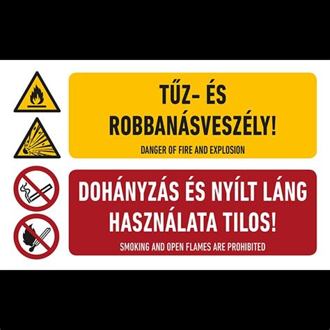 Tűz és robbanásveszély Dohányzás és nyílt láng használata tilos