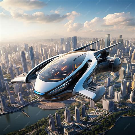 Premium AI Image | Futuristic Flying Car
