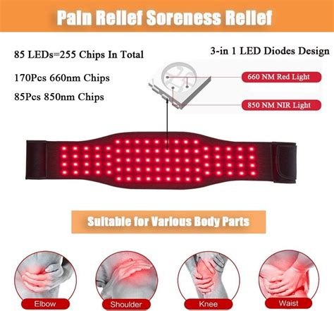 Naviocean Red Infrared Light Therapy Belt Pain Relief Wrap With Timer