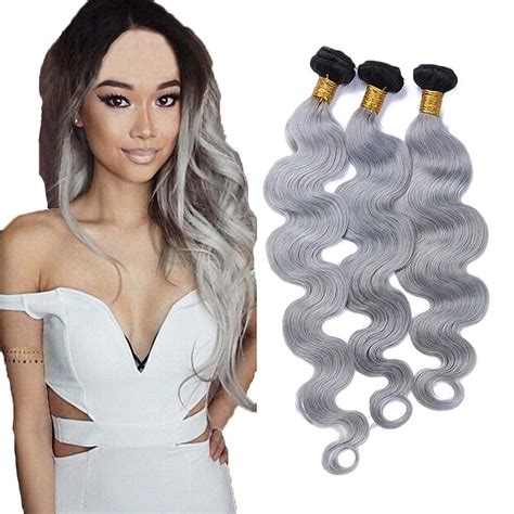 Amazon Grey Body Wave Bundles Ombre Grey Bundles B Grey Human