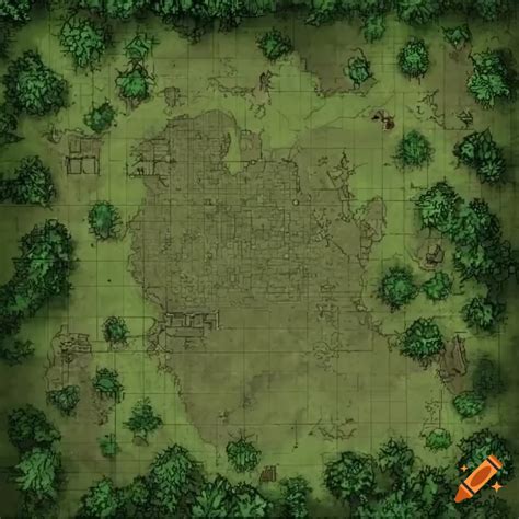 Intricate D D Battle Map Of A Forest Clearing With A Mysterious Pit On