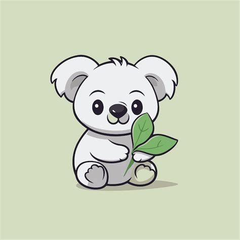 Premium Vector Cute Koala Holding A Green Leaf Vector Cartoon