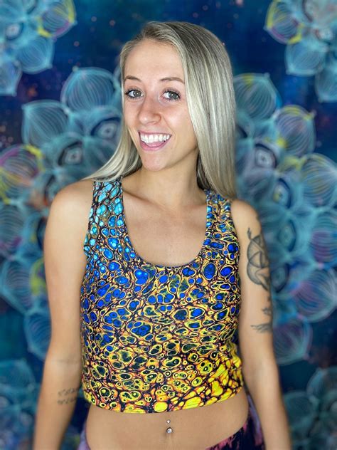 Fractal Clothing Tie Dye Crop Top Trippy Crop Tank Top Rave Top