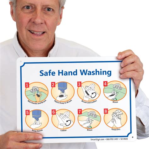 Safe Hand Washing Instruction Steps Sign, SKU: S2-0929