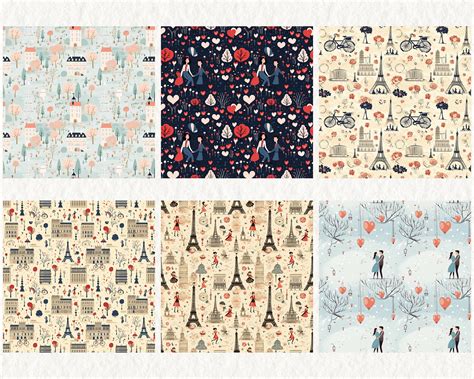 Parisian Romance Pattern Seamless Digital Papers Tile Patterns