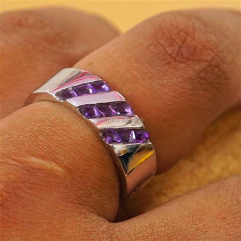 Natural Amethyst Men S Ring 925 Sterling Silver AAA Etsy