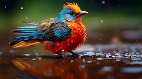 Premium Photo | Vibrant bird by the water a stunning wildlife scene