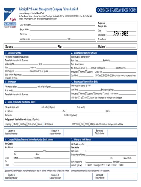 Fillable Online Common Transaction Form Common Transaction Form