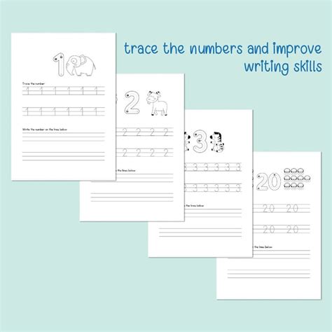 Number Tracing Worksheet 1 20 Printable Handwriting Practice Number