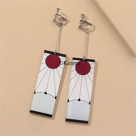 Buy Demon Slayer Tanjiro Hanafuda Earrings Anime Cosplay Pendants