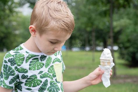 Funny Children Kids Little Boys Eating Ice Cream Stock Photo - Image of ...