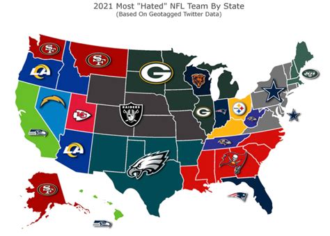 New Map Shows Most Which NFL Team Each State Hates The Most For 2021