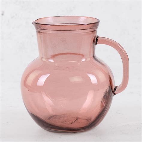 Pink Recycled Glass Jug 2 3l H20cm Atlas Flowers