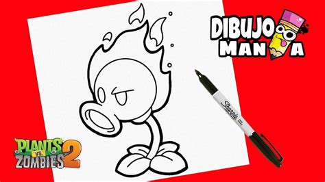 COMO DIBUJAR AL LANZA GUISANTES DE FUEGO PLANTAS VS ZOMBIES 2