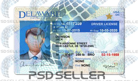 Fully Editable Delaware Driver License Psd Template Psd Seller