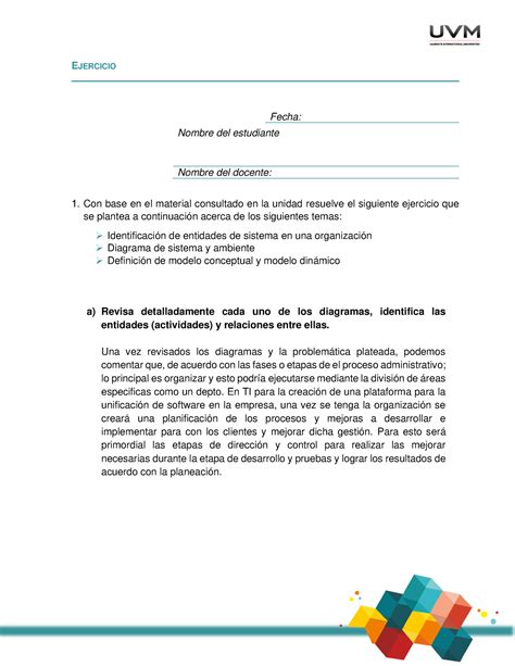 A Ejercicio Enfoque Sistemico Ejercicio Fecha Nombre Del Estudiante