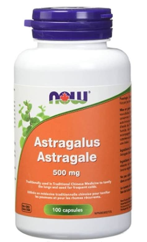 Now Astragalus 500mg 100 Capsules Coresupplementsca