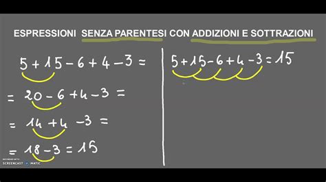 Espressioni Senza Parentesi Con Addizioni E Sottrazioni YouTube