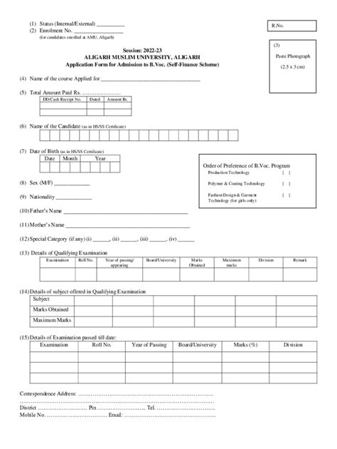 Fillable Online Amu Entrance Exam Application Form Shiksha