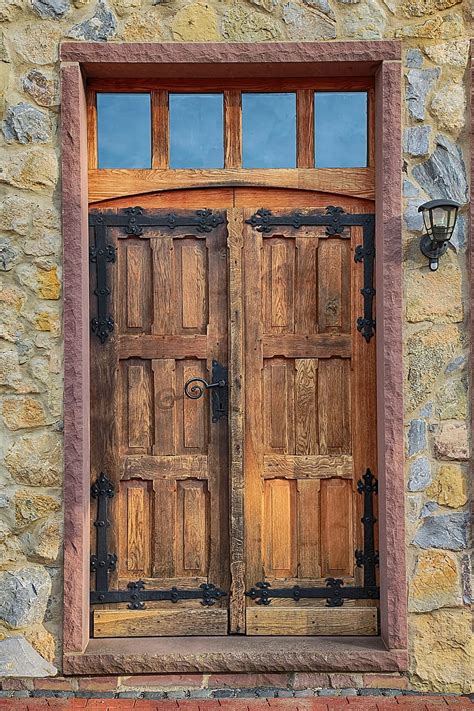 Closed Brown Wooden Door Oak Old Old Door Input Ornament