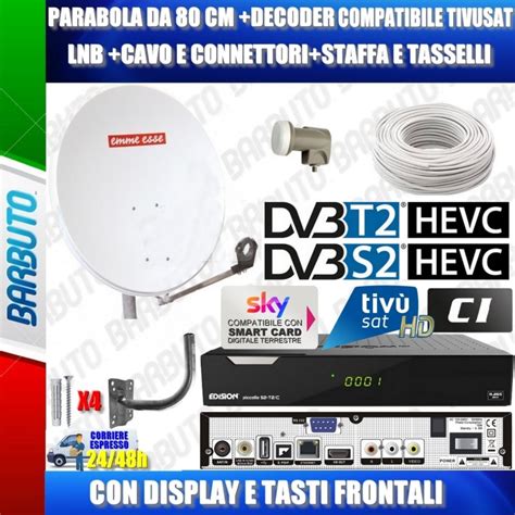 Kit Decoder Satellitare Combo Parabola Da Cm Lnb Cavo Connettori