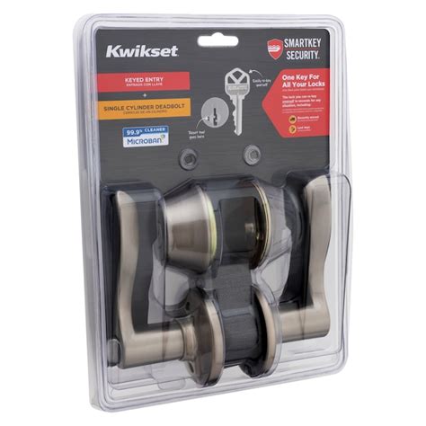 Kwikset Balboa Satin Nickel Single Deadbolt Exterior Keyed Entry Door Handle With Smartkey Combo