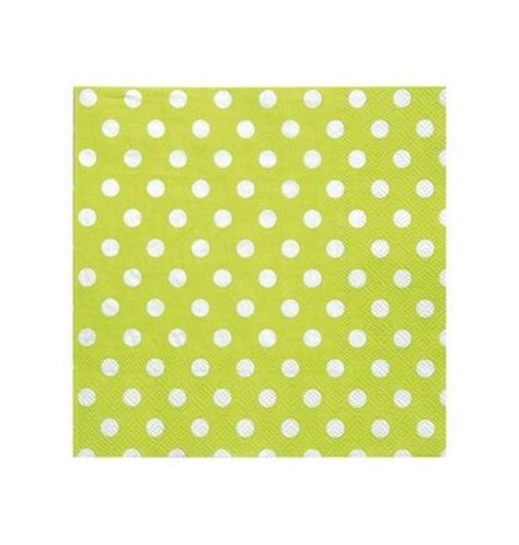 20 Serviettes en papier vert anis à pois blanc déco table de fêtes