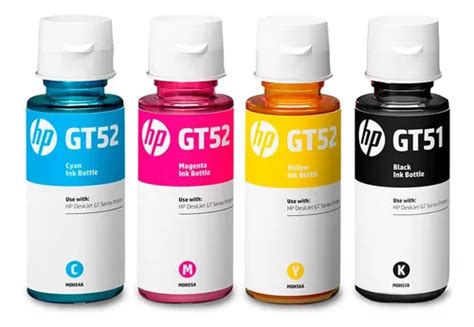 Kit 4 Tintas Para Impresora Hp Gt53 Y Gt52 Combo 4 Botellas Tinta Pack