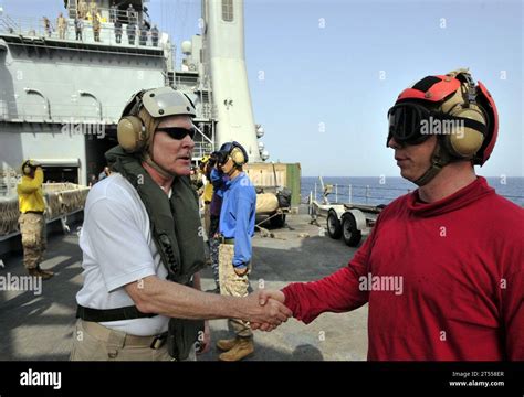 Greeting Gulf Of Aden Ray Mabus Secnav Secretary Of The Navy Stock