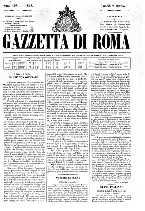 Gazzetta Di Roma 1848 10 Num 198 1848 1 1 Iml Et I