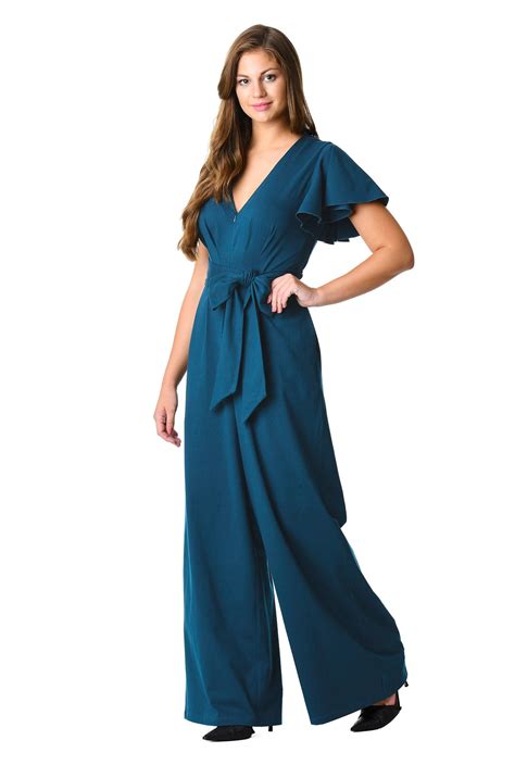 Shop Flutter Sleeve Cotton Knit Jumpsuit Eshakti