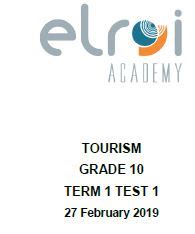 2019 Tourism Gr 10 SBA Tasks Term 1 Task 2 Control Test Teacha