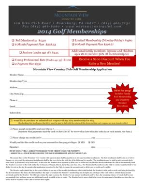 Fillable Online Individual Membership - Mountain View Country Club Fax Email Print - pdfFiller