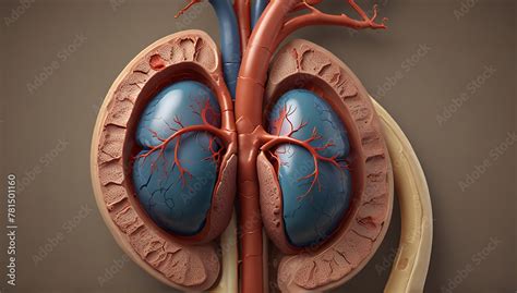 model  human kidneys anatomy structure physiology cross section