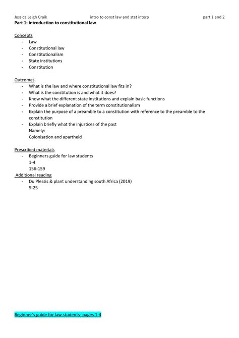 Intro To Const Law And Stat Interpretation Part 1 And 2 Part 1