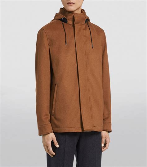 Zegna Brown Oasi Cashmere Hooded Jacket Harrods UK