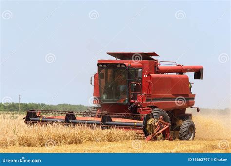 Combine Harvester On Blue Sky Stock Image - Image of combine, country ...