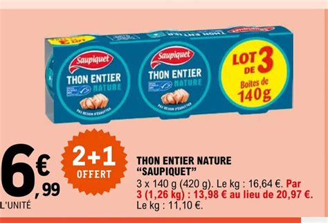 Promo Thon Entier Nature Saupiquet Chez E Leclerc