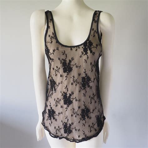 Aritzia Wilfred Black Nude Lace Silk Lined Tank Cami Gem