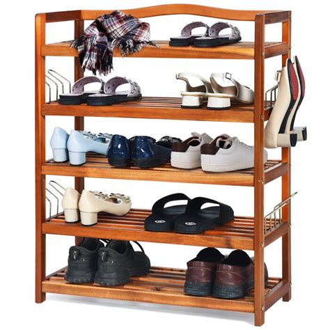 Bay Isle Home 18 Pairs Redbrown Solid Wood Shoe Rack And Reviews Wayfair