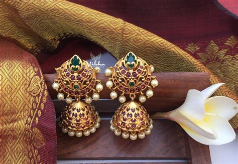 Exclusive Designer Matte Finish Jhumkas South India Jewels