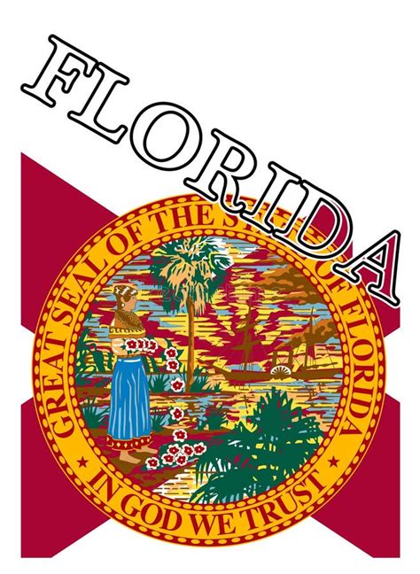 Mapa Y Bandera De Esquema De Estado De Florida Ilustración del Vector